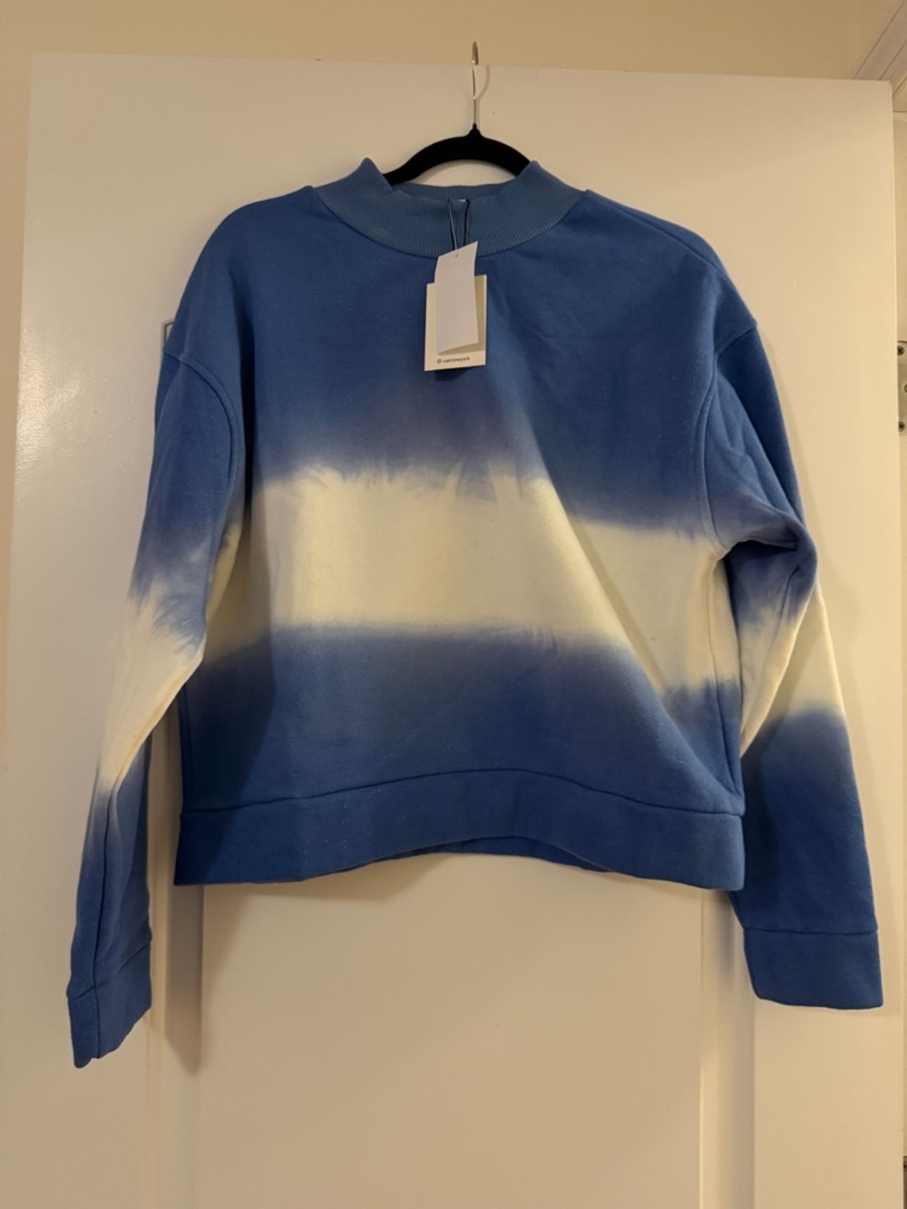 NWT Oat New York Blue and White Tie-Dye Crewneck Sweatshirt